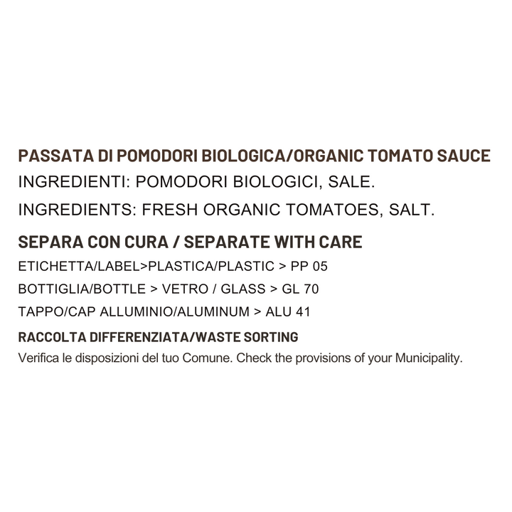 Passata di pomodoro Biologica 66/72cl 6pz