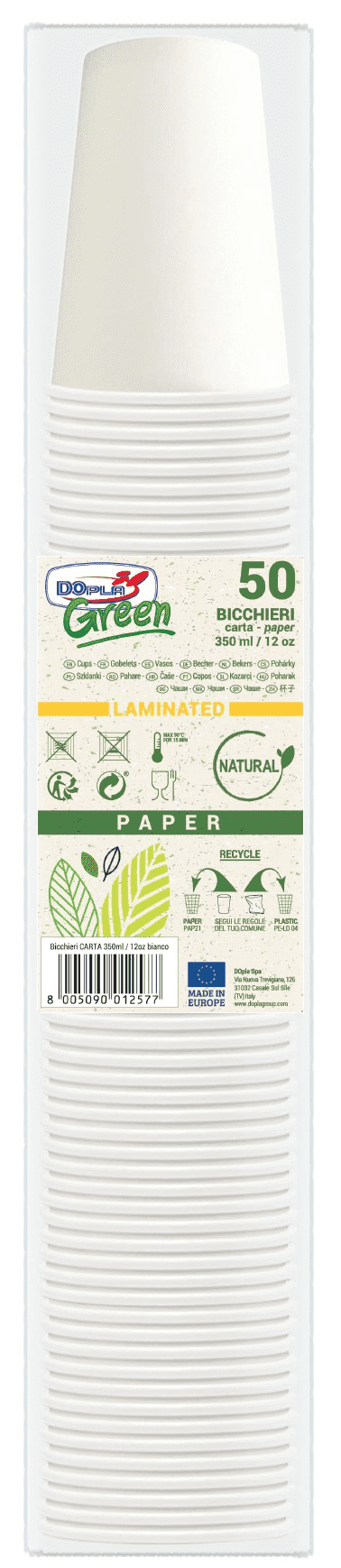 Bicchieri biodegradabili in carta bianchi 350ml